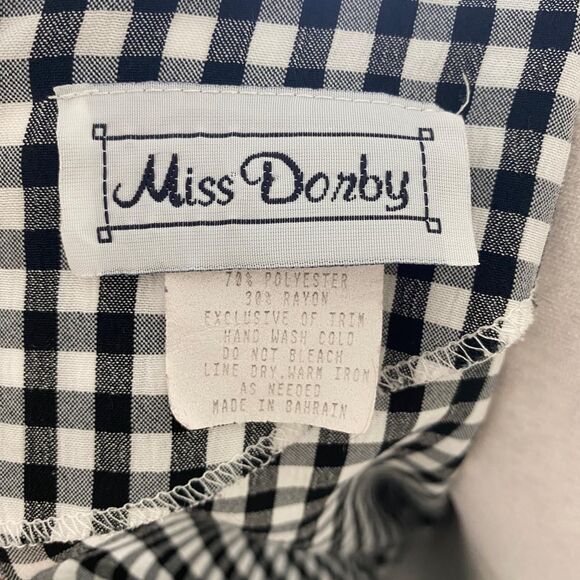 Vintage Made in USA Blue White Gingham Milkmaid Cottage Core Apron Midi Dress L - Picture 7 of 8
